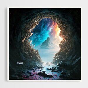 8x8 Dark Cave‎ Fantasy World Wall Art Watercolor Oil Painting Print